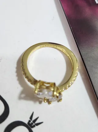 Anillo Pandora Corazón Doble Brillante.  Talla 54