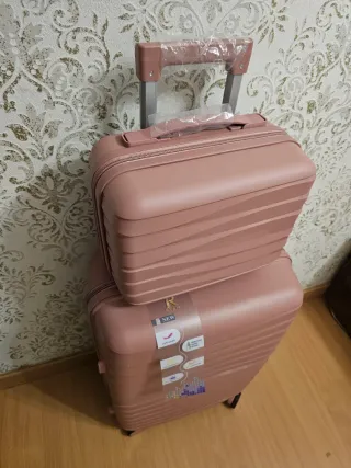 Maleta de viaje Ryan rosa + bolso