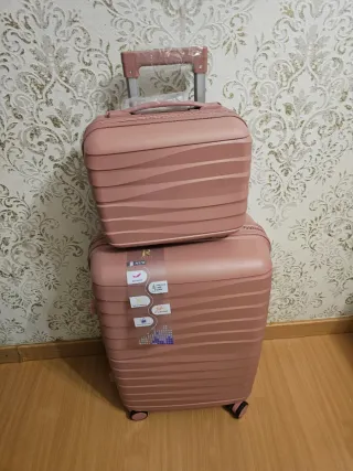 Maleta de viaje Ryan rosa + bolso