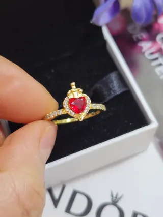 Anillo Pandora Corazón Rojo Talla 52
