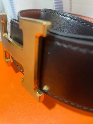 Cinturón Hermes H Negro Dorado