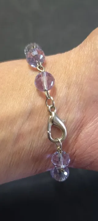 Bracciale pietre vetro viola e argento
