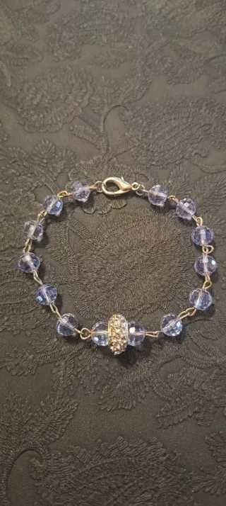 Bracciale pietre vetro viola e argento