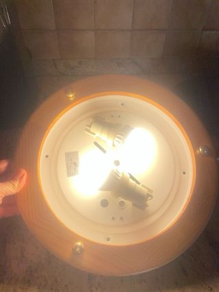 Lámpara Techo Madera y Cristal LED