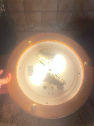 Lámpara Techo Madera y Cristal LED