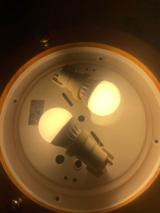 Lámpara Techo Madera y Cristal LED