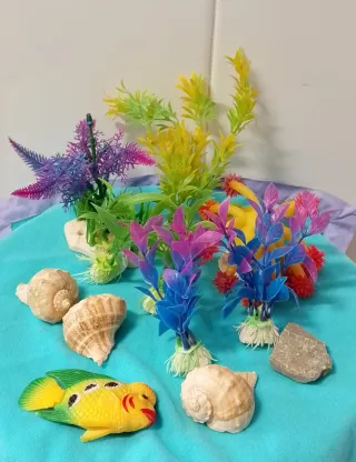 Adornos Acuario Peces Plantas Conchas