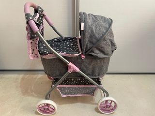 Carrito Muñecas Arias Gris Estrellas Rosa