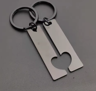 Llavero Acero Corazón Pareja Grabado