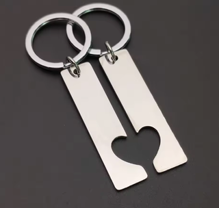 Llavero Acero Corazón Pareja Grabado