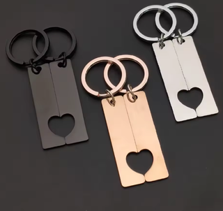 Llavero Acero Corazón Pareja Grabado