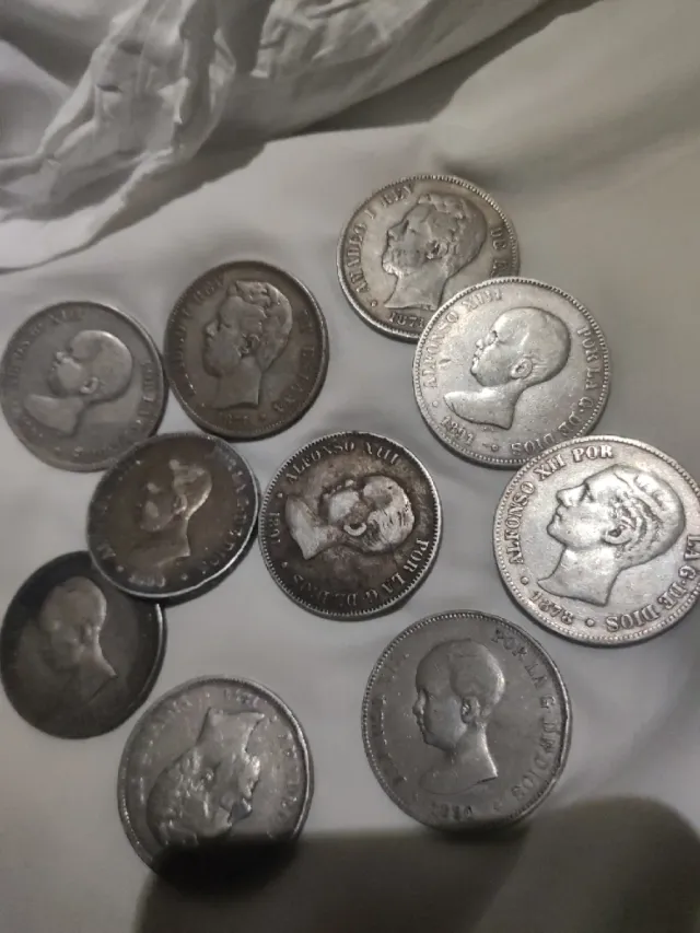 Lote 10 Monedas Plata 5 Pesetas