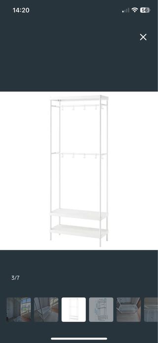 Estante perchero de metal blanco