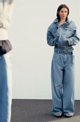 Zara Jeans Tiro Alto Paperbag Cinturón