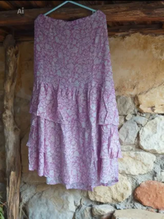 Falda larga Natura, rosa y blanca, Nueva