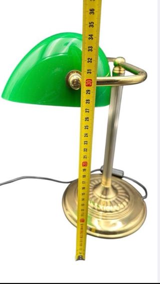 Lampada Banker Ottone Vetro Verde Vintage