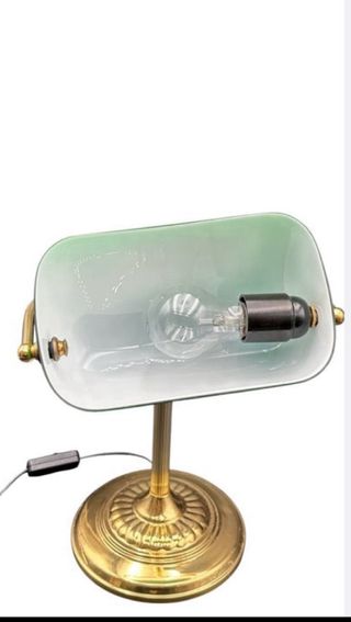 Lampada Banker Ottone Vetro Verde Vintage