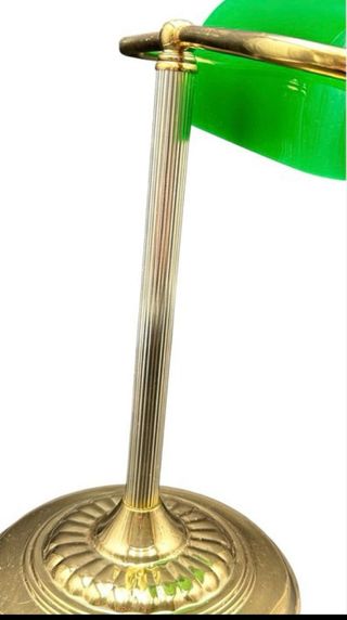 Lampada Banker Ottone Vetro Verde Vintage