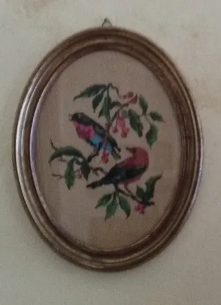 Quadro ricamo mouliné uccelli