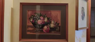Quadro con frutta ricamata