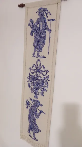 Arazzo fatto a mano blu e bianco