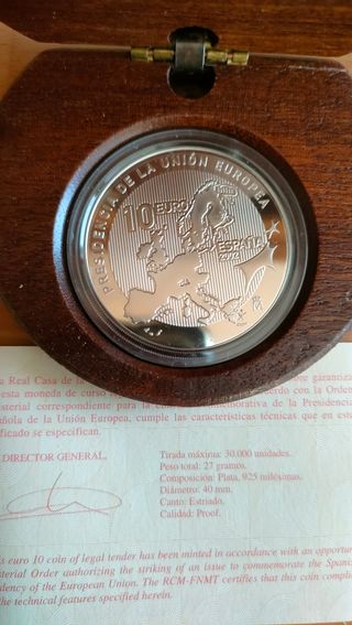 10 Euros plata España 2002 Presidencia UU Europea