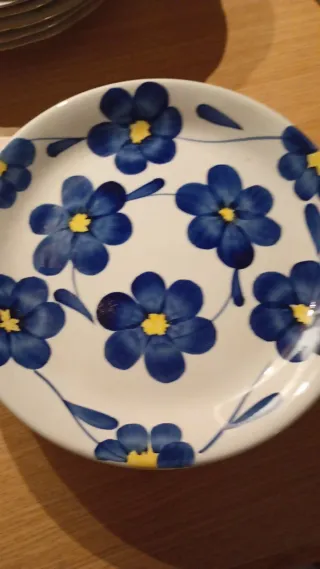 6 Piatti Vintage Fiori Blu