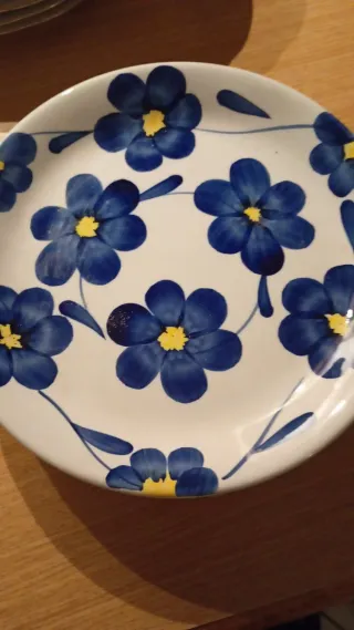 6 Piatti Vintage Fiori Blu