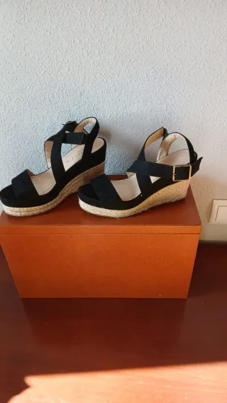 Sandalias cuña negras talla 39