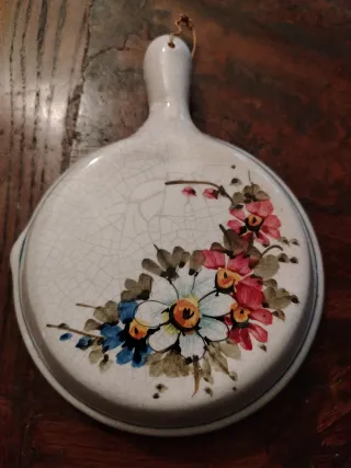 Coppia decorazioni ceramica floreale