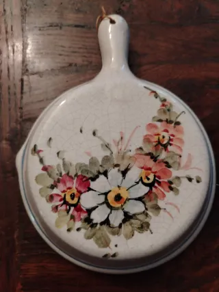 Coppia decorazioni ceramica floreale