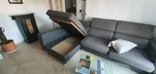 Sofá chaise longue gris