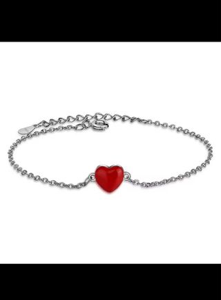 Parure gioielli argento 925 cuoricino rosso