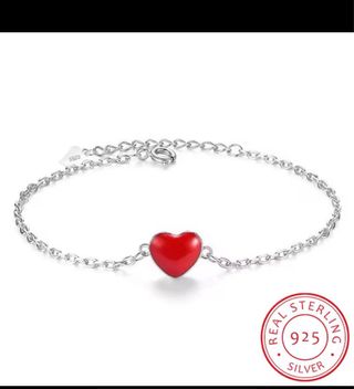 Parure gioielli argento 925 cuoricino rosso