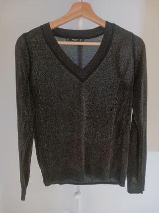 Jersey Mango Transparente Negro Dorado