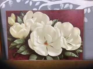 Conjunto 3 cuadros flores tulipanes y magnolias