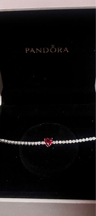 Pulsera Corazón Rojo Plata