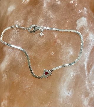 Pulsera Corazón Rojo Plata