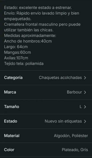 Chaqueta acolchada hombre Barbour original