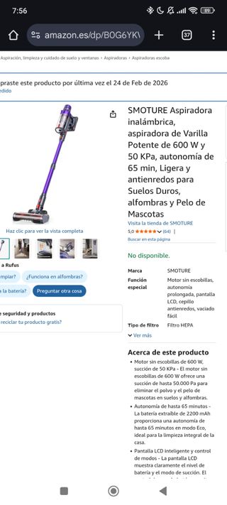 Aspiradora de mano Smoture Cordless VAC02