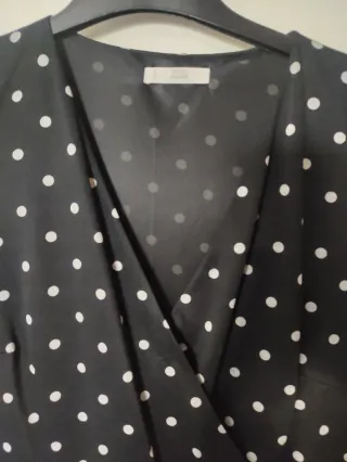 Vestido Mango lunares negro talla L