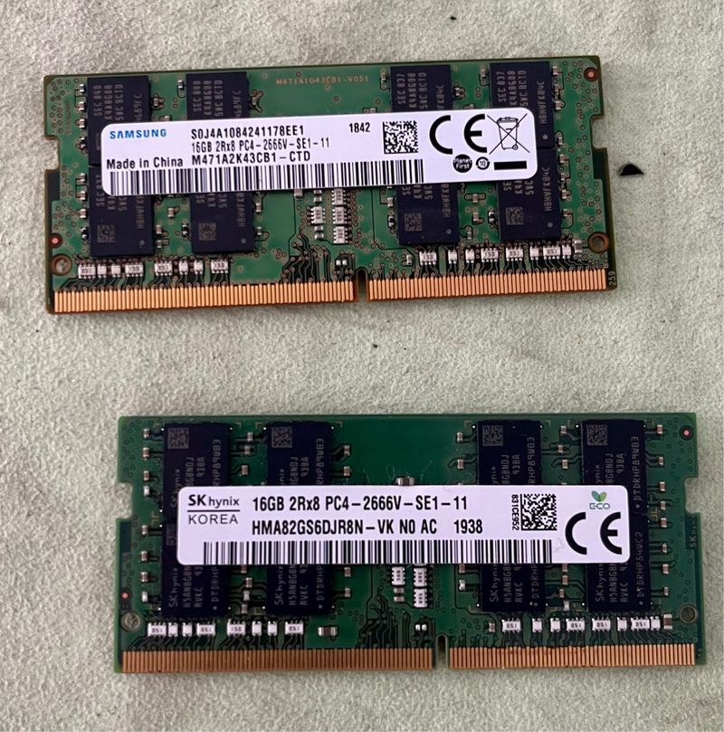 2x 16GB DDR4 2666MHz SODIMM RAM