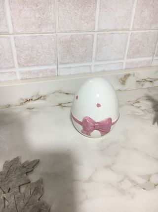 Decorazione Pasquale Ceramica Uovo Fiocco Rosa