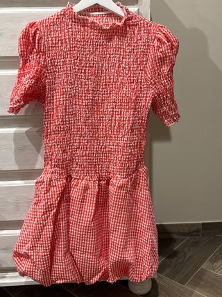 Vestido cuadros vichy rojo y blanco,