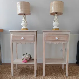 Mesitas restauradas acabado madera lavada
