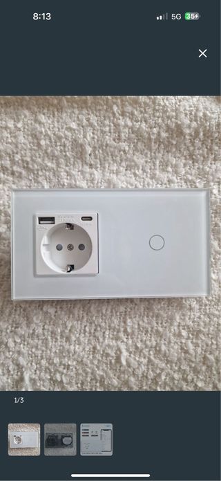 Enchufe con USB y interruptor táctil 2