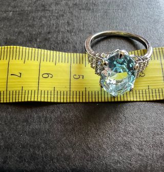 Anello donna pietra celeste grande e strass