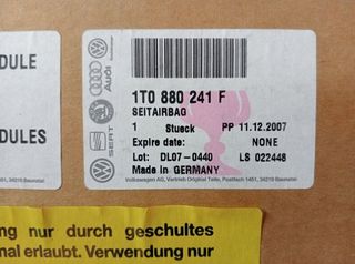 Volkswagen 97247 1t0880241f airbag lateral touran