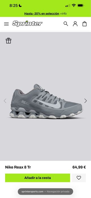 Zapatillas Nike Reax Gris T.43