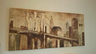 Cuadro Puente Brooklyn Dorado Tela 1.50 laro